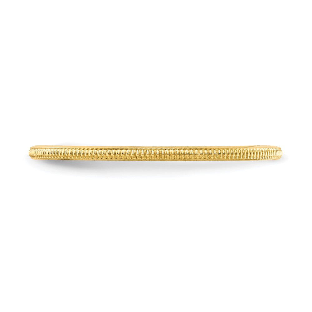 10K Gelbgold 10K 1,2 mm Milgrain-Ring, stapelbar, Größe 7