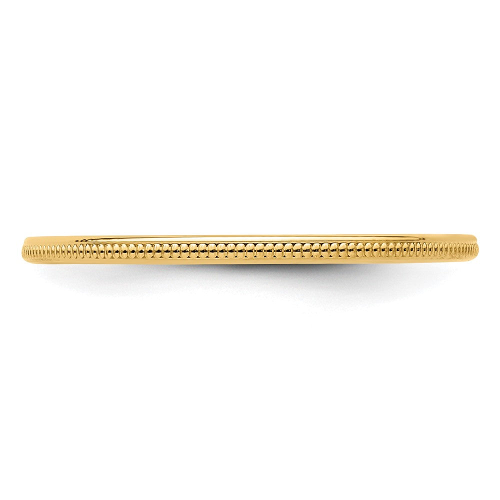 10K Gelbgold 1,2 mm stapelbarer Ring mit Milgrain-Kante, Größe 9