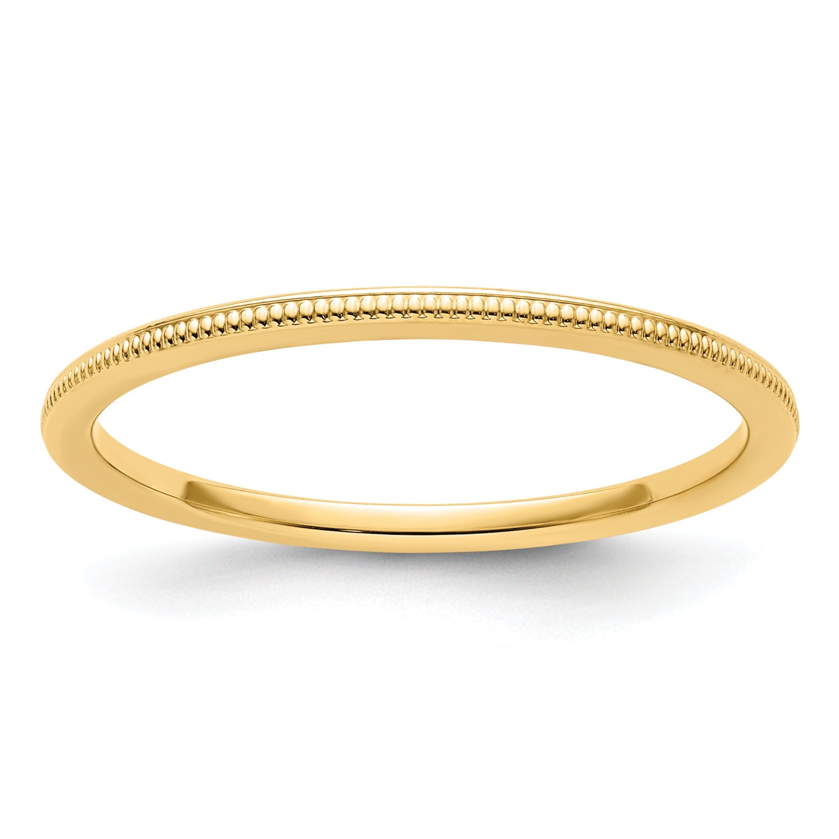10K Gelbgold 10K 1,2 mm Ring mit Milgrain-Rand, stapelbar, Größe 9,5