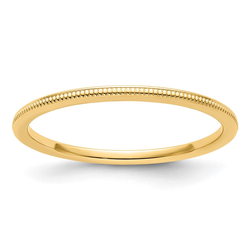 10K-Gelbgold-Ring, 1,2 mm, mit Milgrainkante, stapelbar, Größe 6,5