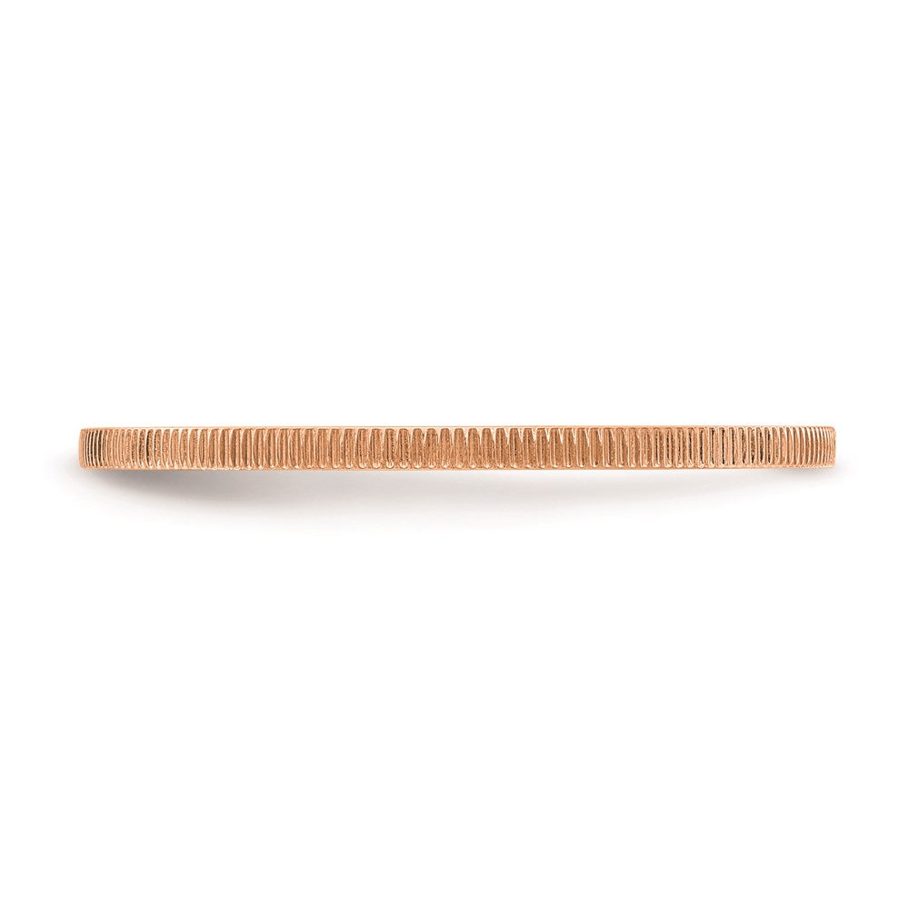 585 Roségold Ring mit Linienmuster, stapelbar, 1,2 mm