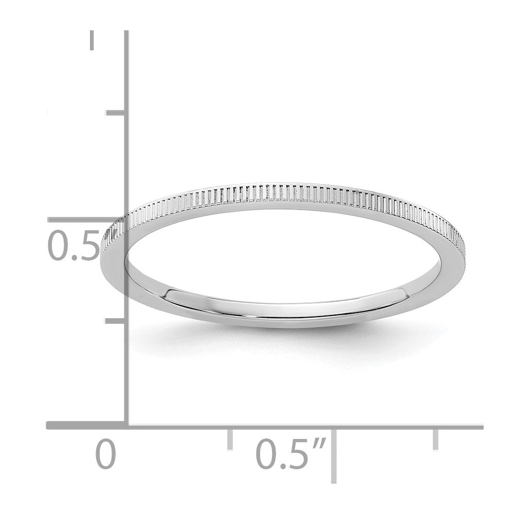 14K Weißgold Ring mit Linienmuster, stapelbar, 1,2 mm