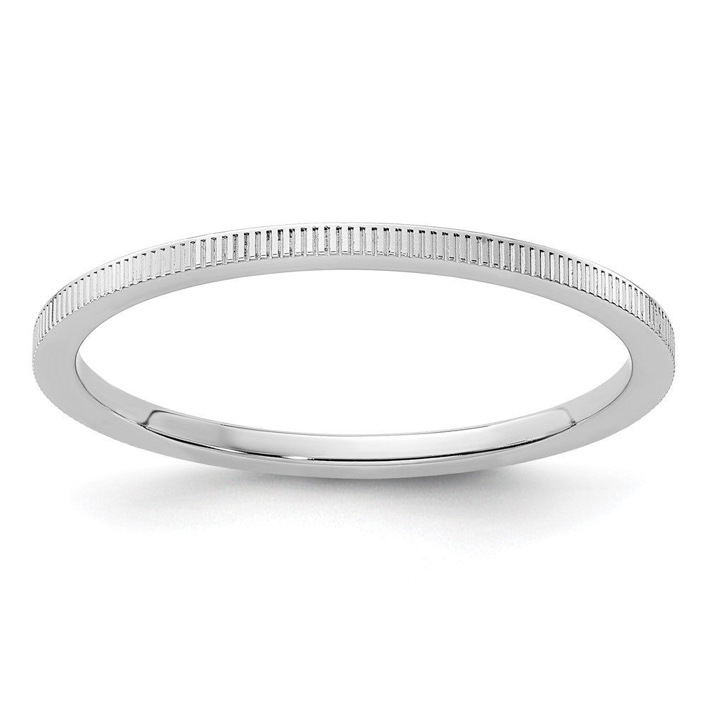 14K Weißgold Ring mit Linienmuster, stapelbar, 1,2 mm