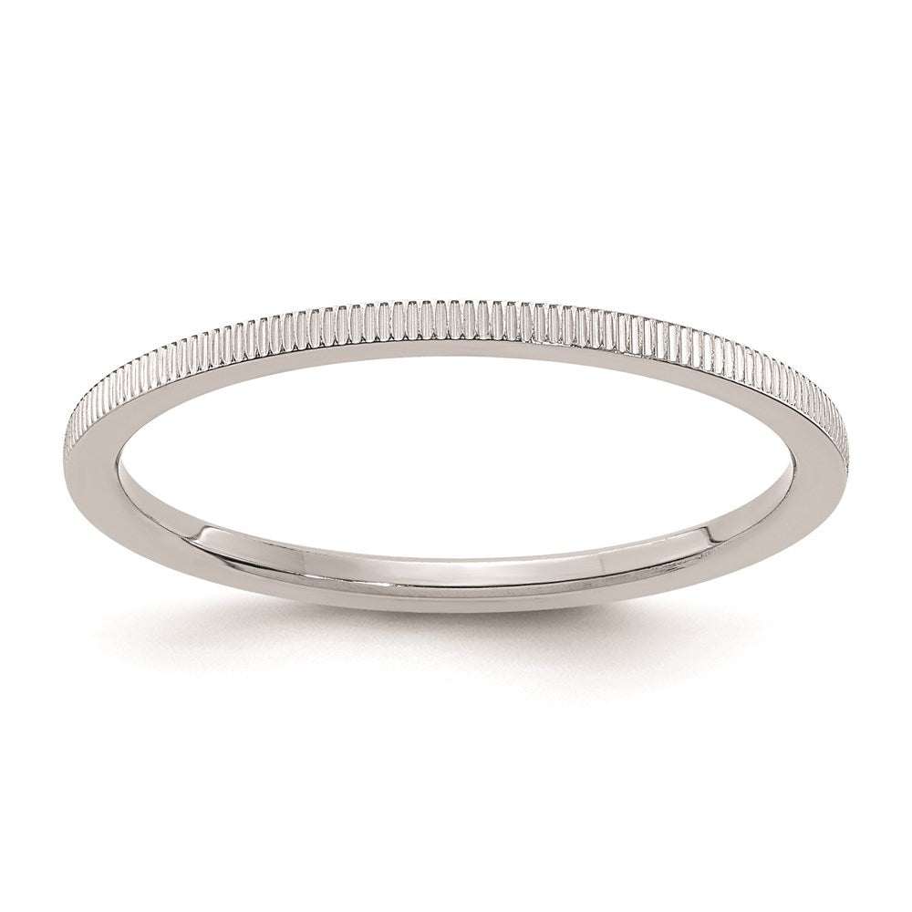 14K Weißgold 1.2mm Line Muster Stapelbar Ring