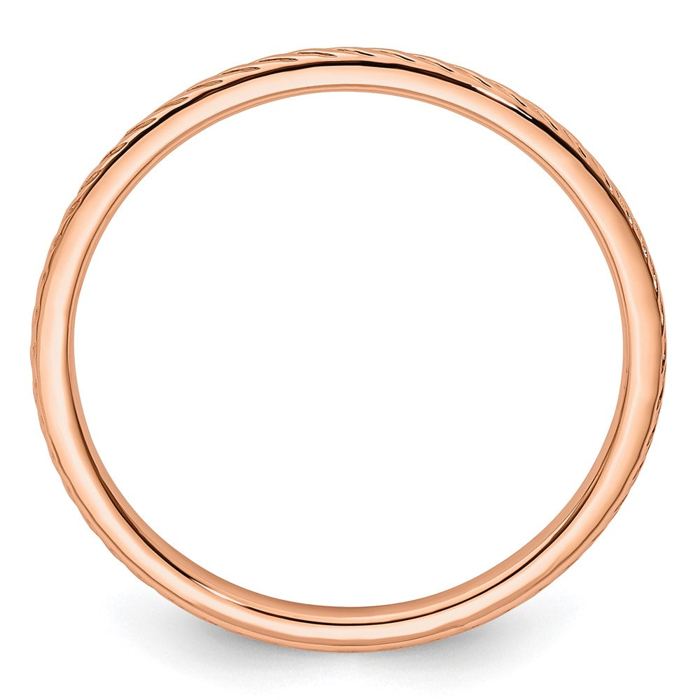 14K Roségold Ring mit gedrehtem Drahtmuster, 1,2 mm, stapelbar