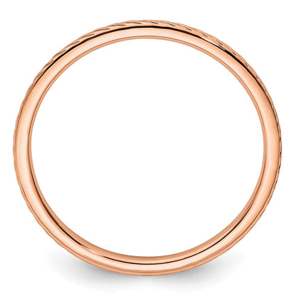 14K Roségold Ring mit gedrehtem Drahtmuster, 1,2 mm, stapelbar