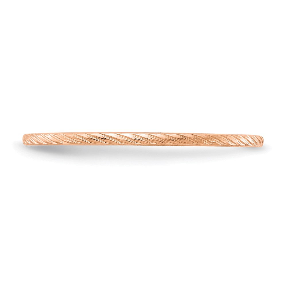 14K Roségold 1.2mm Gedreht Draht Muster Stapelbar Ring