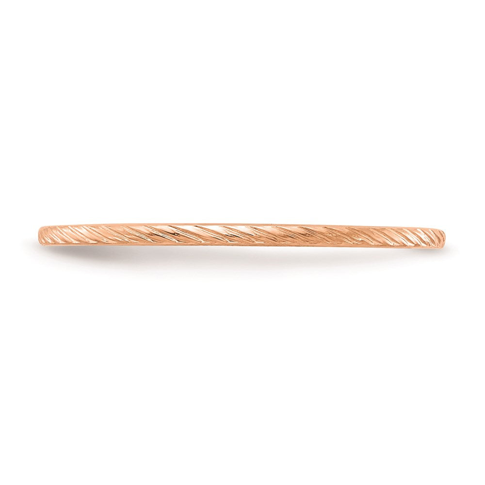 14K Roségold Stapelring mit gedrehtem Drahtmuster, 1,2 mm