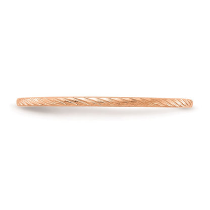 14K Roségold Stapelring mit gedrehtem Drahtmuster, 1,2 mm