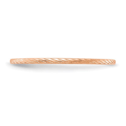 14K Roségold 1.2mm Gedreht Draht Muster Stapelbar Ring