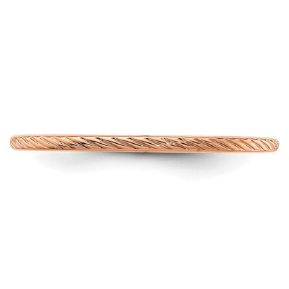 14K Roségold Ring mit gedrehtem Drahtmuster, 1,2 mm, stapelbar