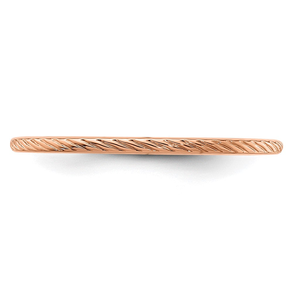 14K Roségold Ring mit gedrehtem Drahtmuster, 1,2 mm, stapelbar