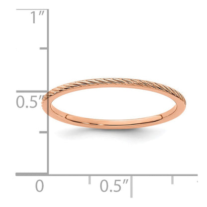 14K Roségold Ring mit gedrehtem Drahtmuster, 1,2 mm, stapelbar