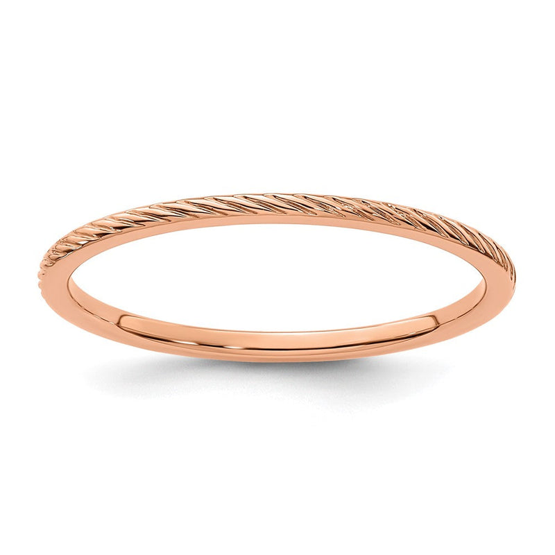 14K Roségold 1.2mm Gedreht Draht Muster Stapelbar Ring