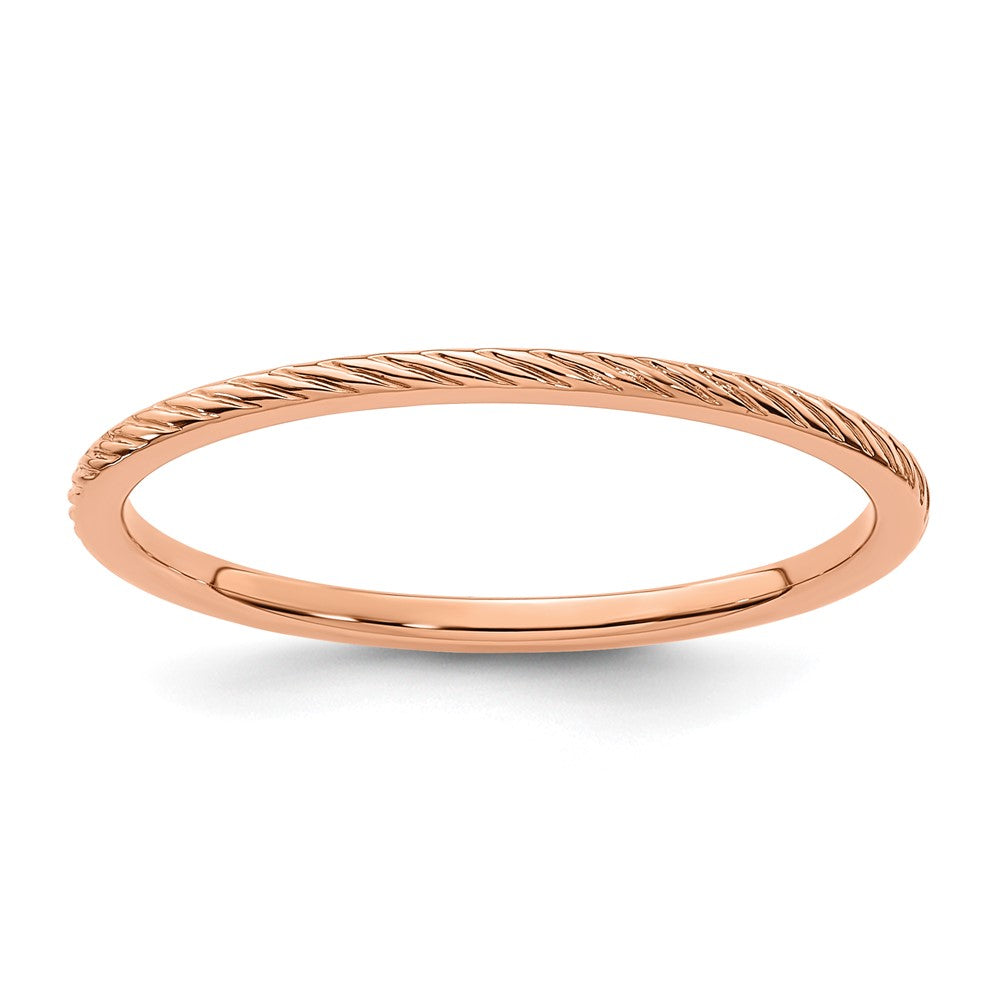 14K Roségold Ring mit gedrehtem Drahtmuster, 1,2 mm, stapelbar