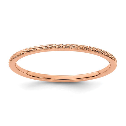 14K Roségold Ring mit gedrehtem Drahtmuster, 1,2 mm, stapelbar