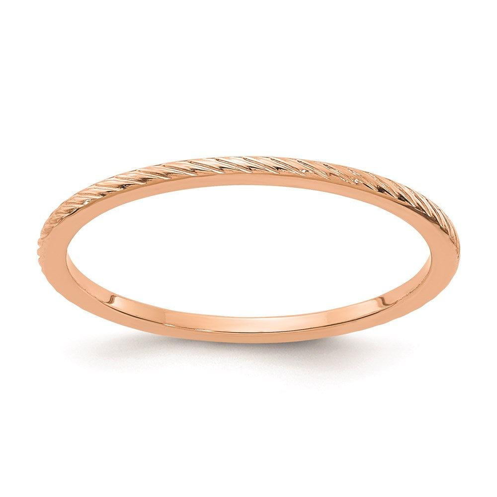 14K Roségold 1.2mm Gedreht Draht Muster Stapelbar Ring