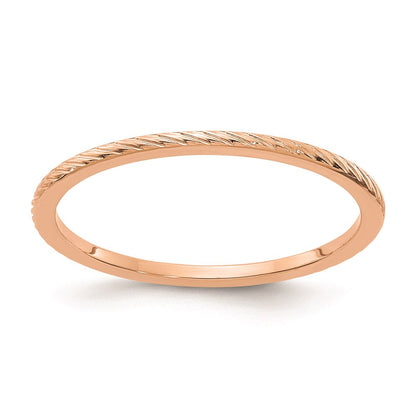 14K Roségold 1.2mm Gedreht Draht Muster Stapelbar Ring