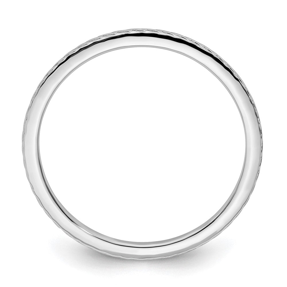 14K Weißgold Ring mit gedrehtem Drahtmuster, stapelbar, 1,2 mm
