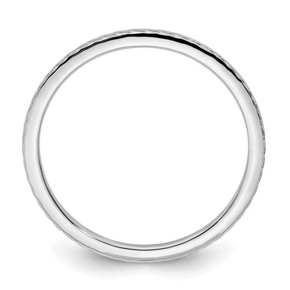 14K Weißgold Ring mit gedrehtem Drahtmuster, 1,2 mm, stapelbar