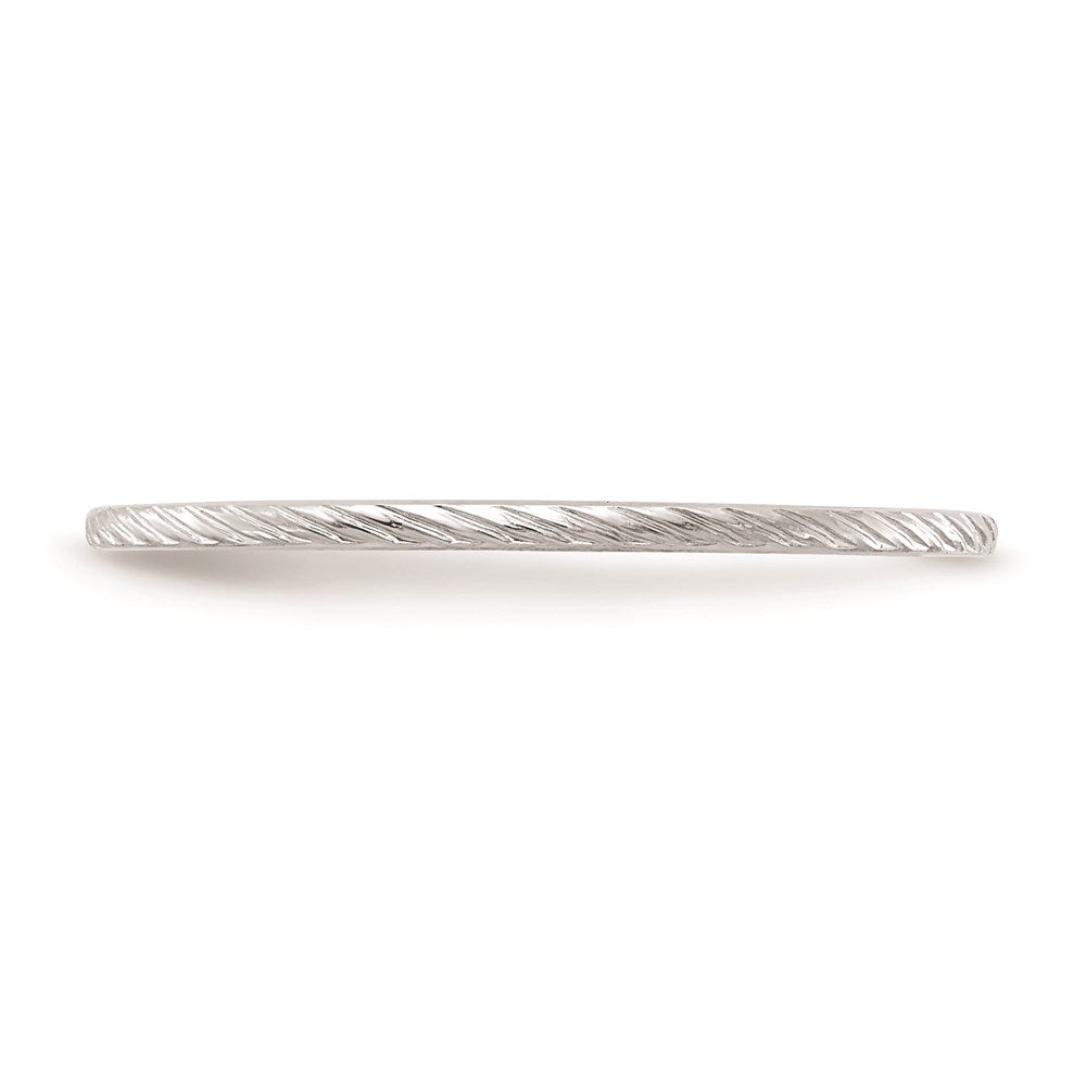 14K Weißgold Ring mit gedrehtem Drahtmuster, 1,2 mm, stapelbar
