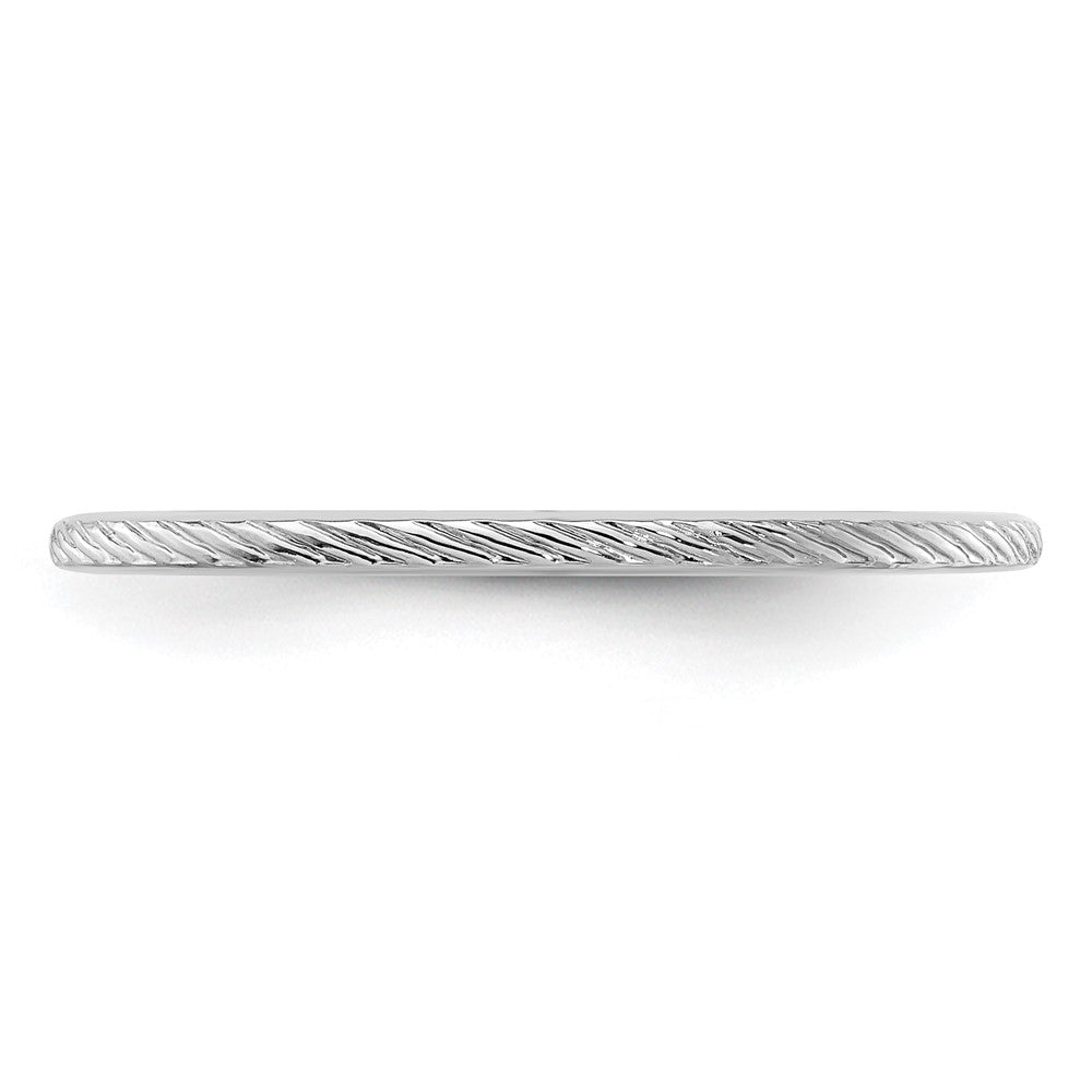 14K Weißgold Ring mit gedrehtem Drahtmuster, 1,2 mm, stapelbar