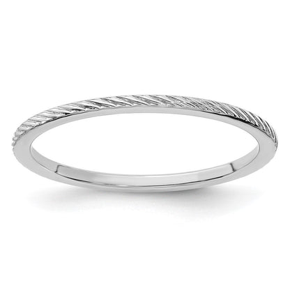 14K Weißgold Ring mit gedrehtem Drahtmuster, stapelbar, 1,2 mm
