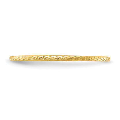 10K Gold Ring mit gedrehtem Drahtmuster, 1,2 mm, stapelbar