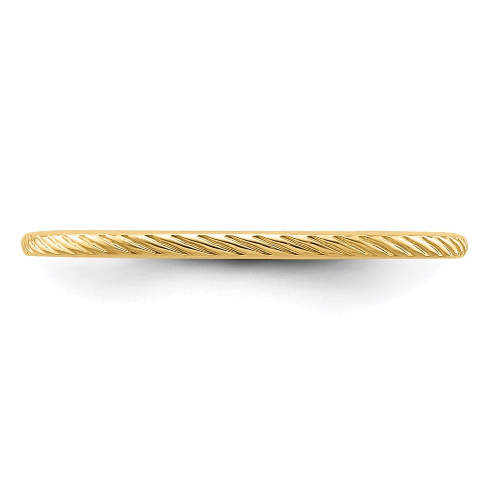 10K Gold Ring mit gedrehtem Drahtmuster, stapelbar, 1,2 mm