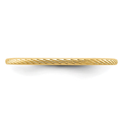 10K Gold 1,2 mm Ring mit gedrehtem Drahtmuster, stapelbar