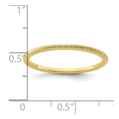 10K Gold Ring mit gedrehtem Drahtmuster, 1,2 mm, stapelbar