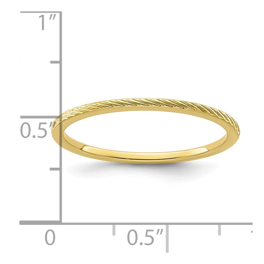 10K Gold Ring mit gedrehtem Drahtmuster, 1,2 mm, stapelbar