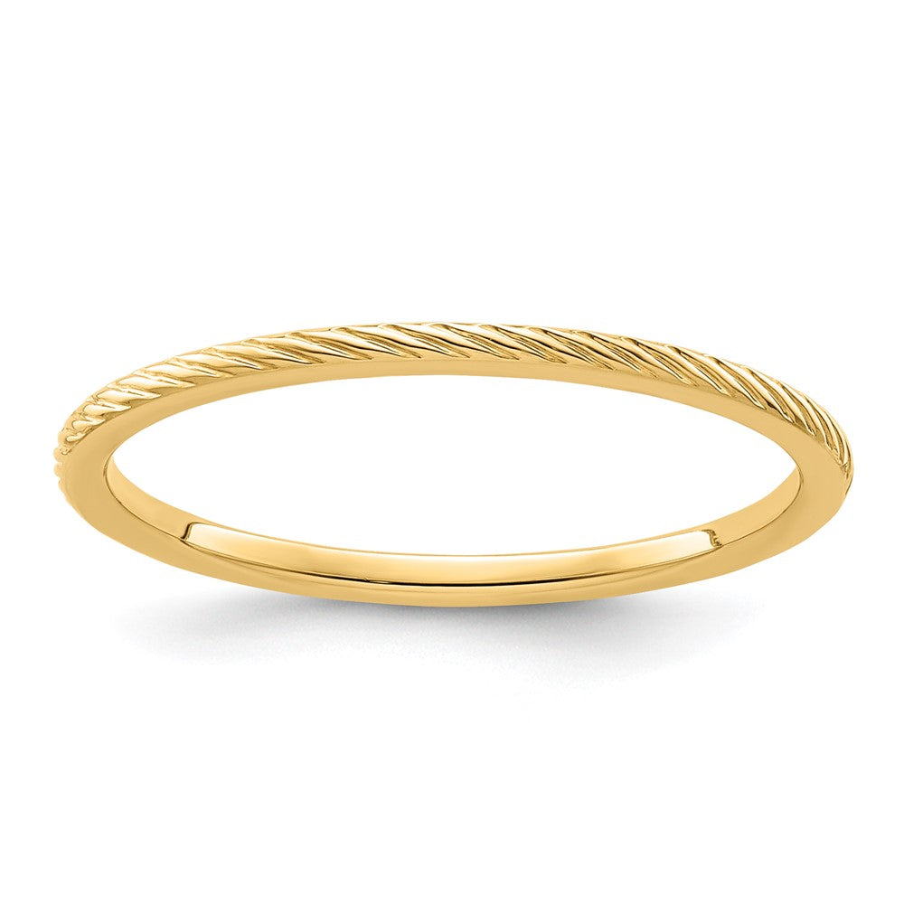 10K-Gold-Ring mit gedrehtem Drahtmuster, 1,2 mm, stapelbar