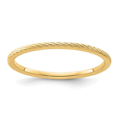 10K-Gold-Ring mit gedrehtem Drahtmuster, 1,2 mm, stapelbar