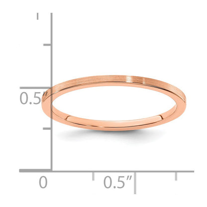 10K Roségold 1,2mm flacher stapelbarer Herren-/Damen-Ehering mit Satinfinish