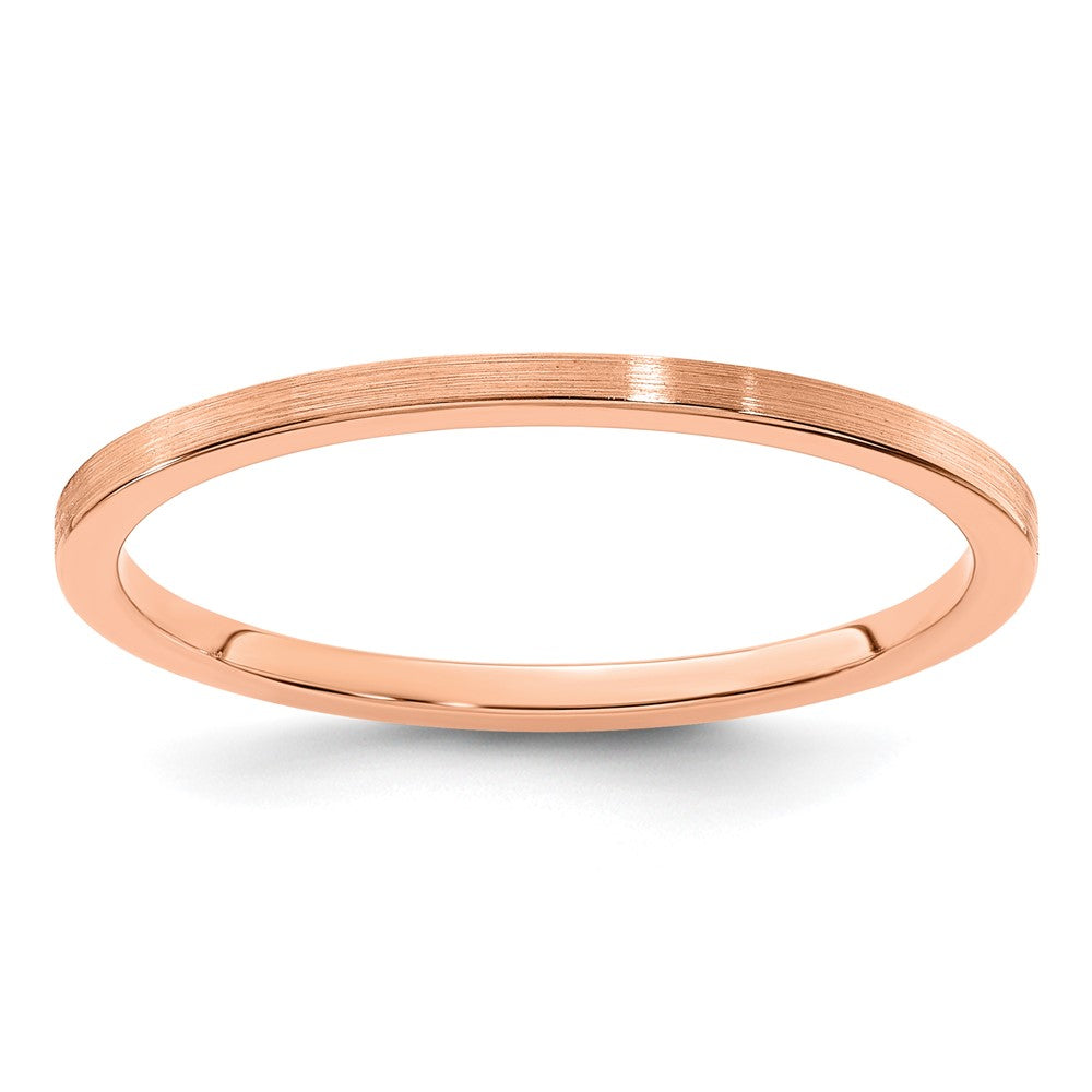 10K Roségold 1,2mm flacher stapelbarer Herren-/Damen-Ehering mit Satinfinish