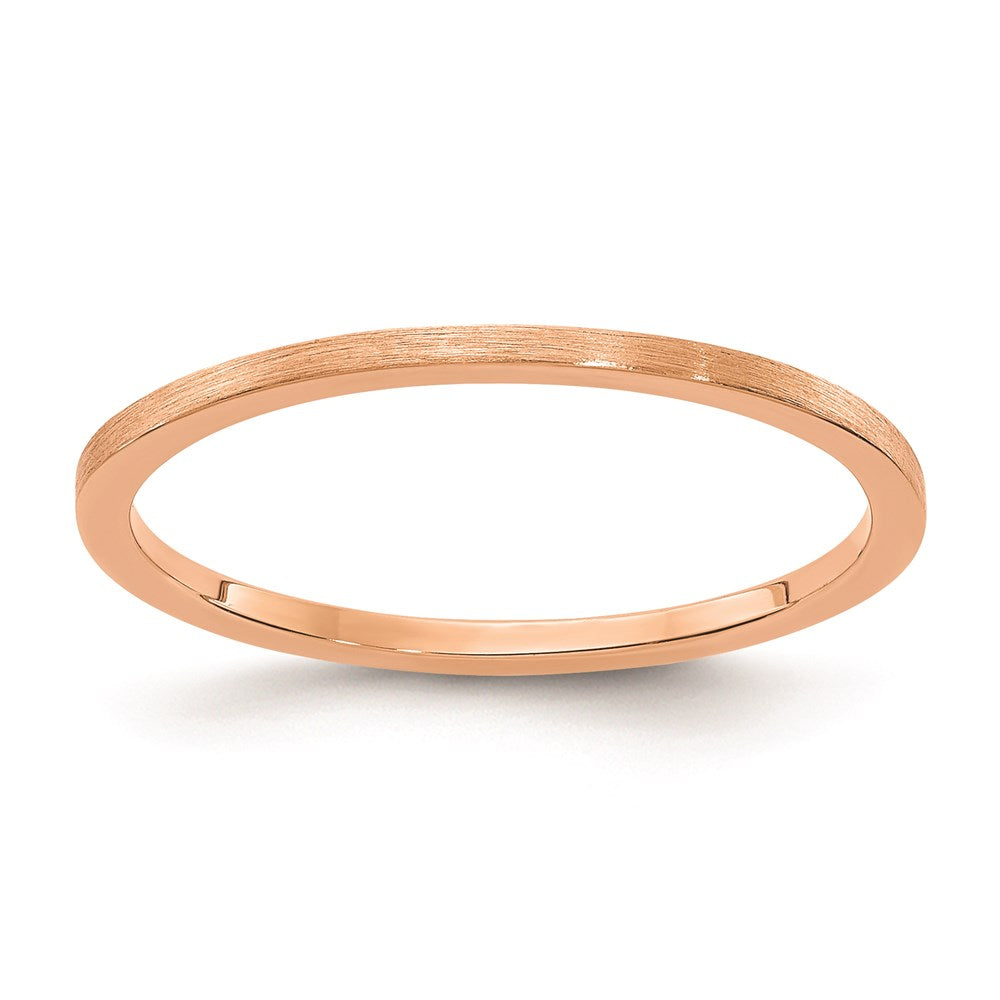 10K Roségold 1,2 mm flacher stapelbarer Ehering mit Satinfinish für Damen/Herren