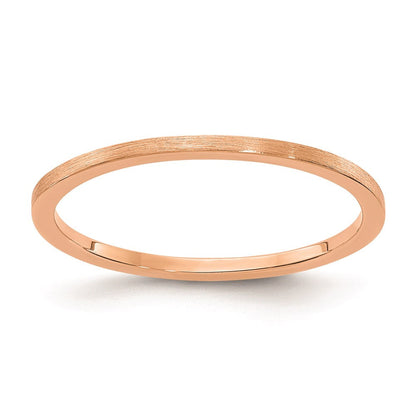 10K Roségold 1,2 mm flacher stapelbarer Ehering mit Satinfinish für Damen/Herren
