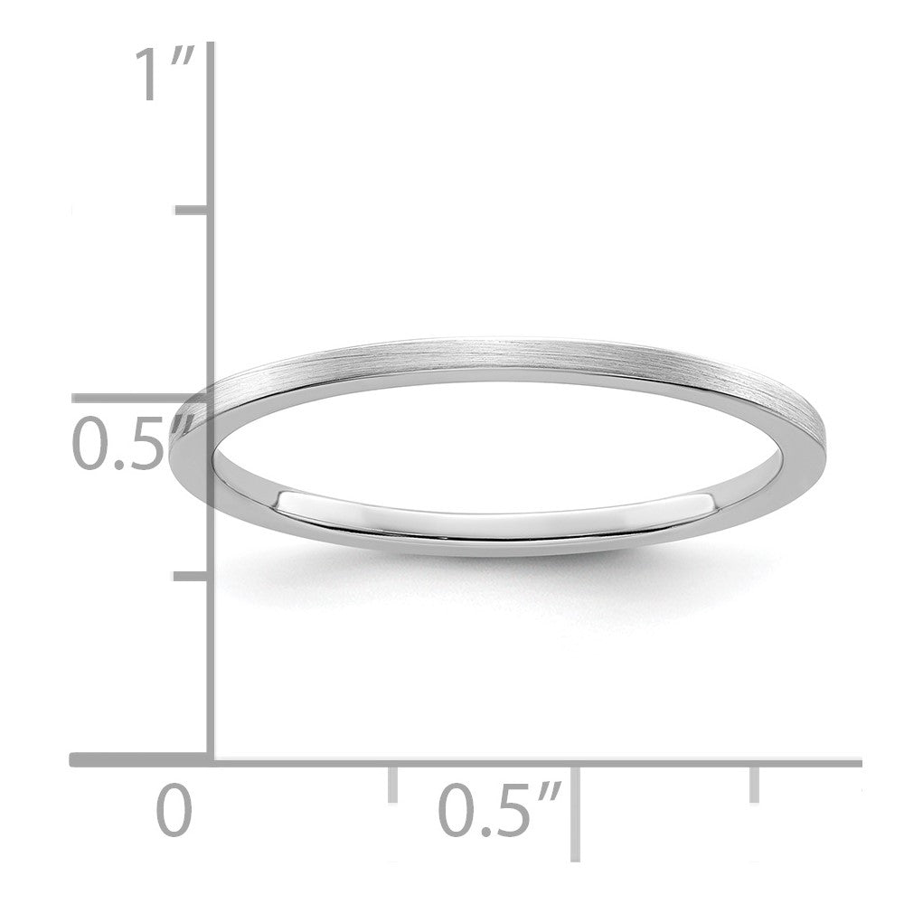 14K Weißgold 1,2mm Flacher Satin-Stapel-Ehering für Damen/Herren
