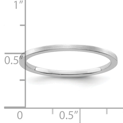 14K Weißgold 1,2 mm Flacher Satinierter Stapelbarer Ehering für Damen und Herren