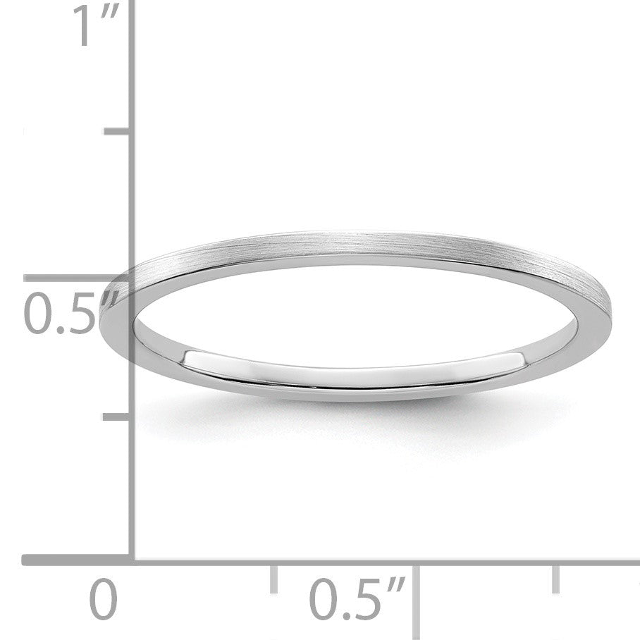 14K Weißgold 1,2mm flacher matter stapelbarer Ehering für Damen/Herren