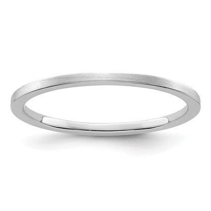14K Weißgold 1,2 mm flacher Ehering mit Satinfinish, stapelbar, für Herren/Damen