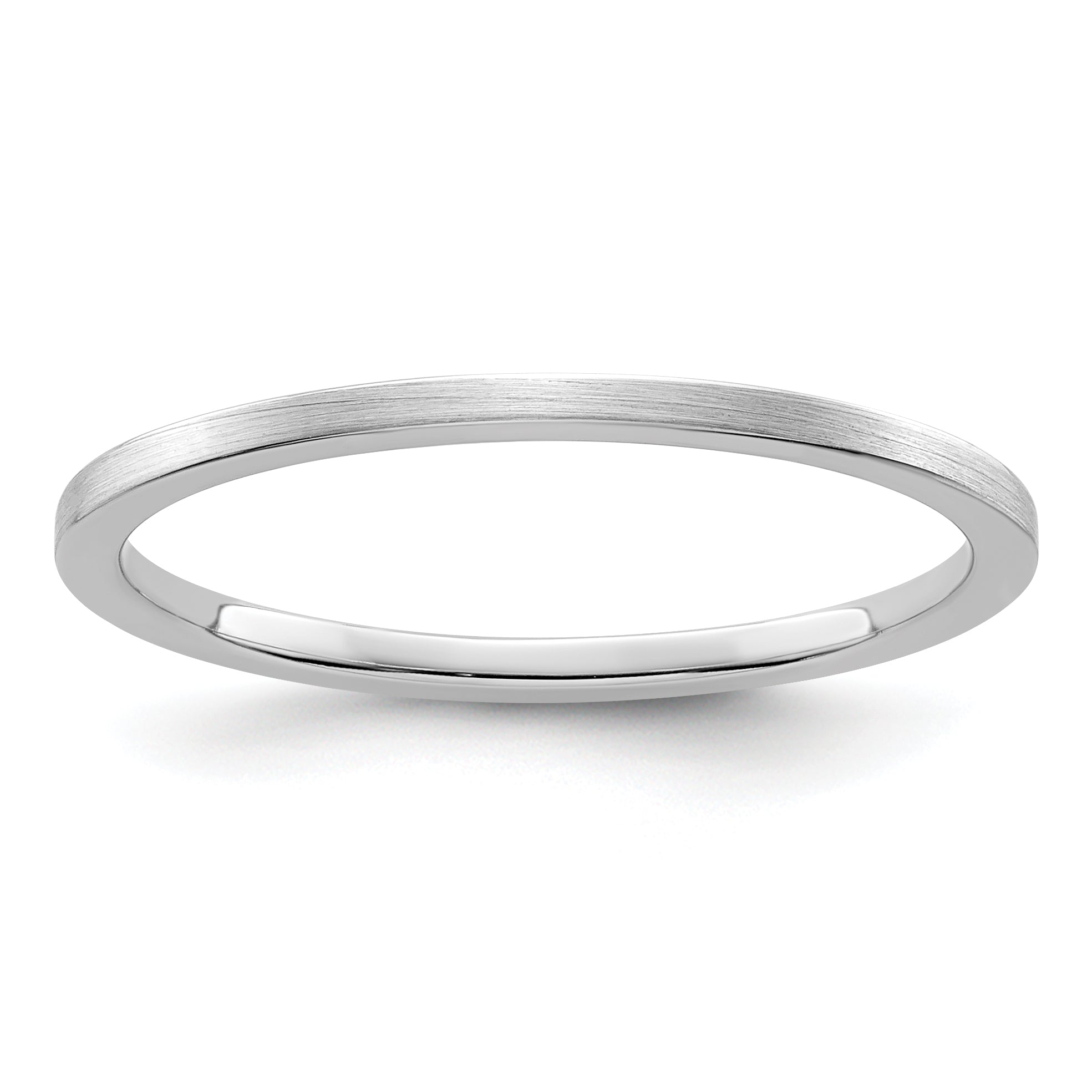 14K Weißgold 1,2 mm Flacher Satinierter Stapelbarer Ehering für Damen und Herren