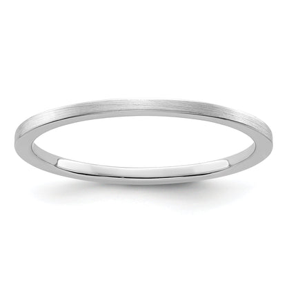 14K Weißgold 1,2 mm Flacher Satinierter Stapelbarer Ehering für Damen und Herren