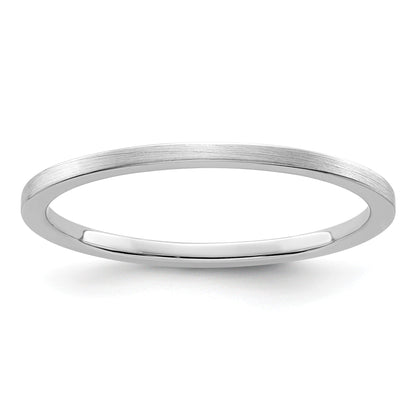14K Weißgold 1,2mm flacher matter stapelbarer Ehering für Damen/Herren