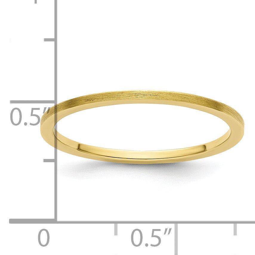 10K Gold 1,2mm flacher stapelbarer Ehering mit Satinfinish für Herren/Damen