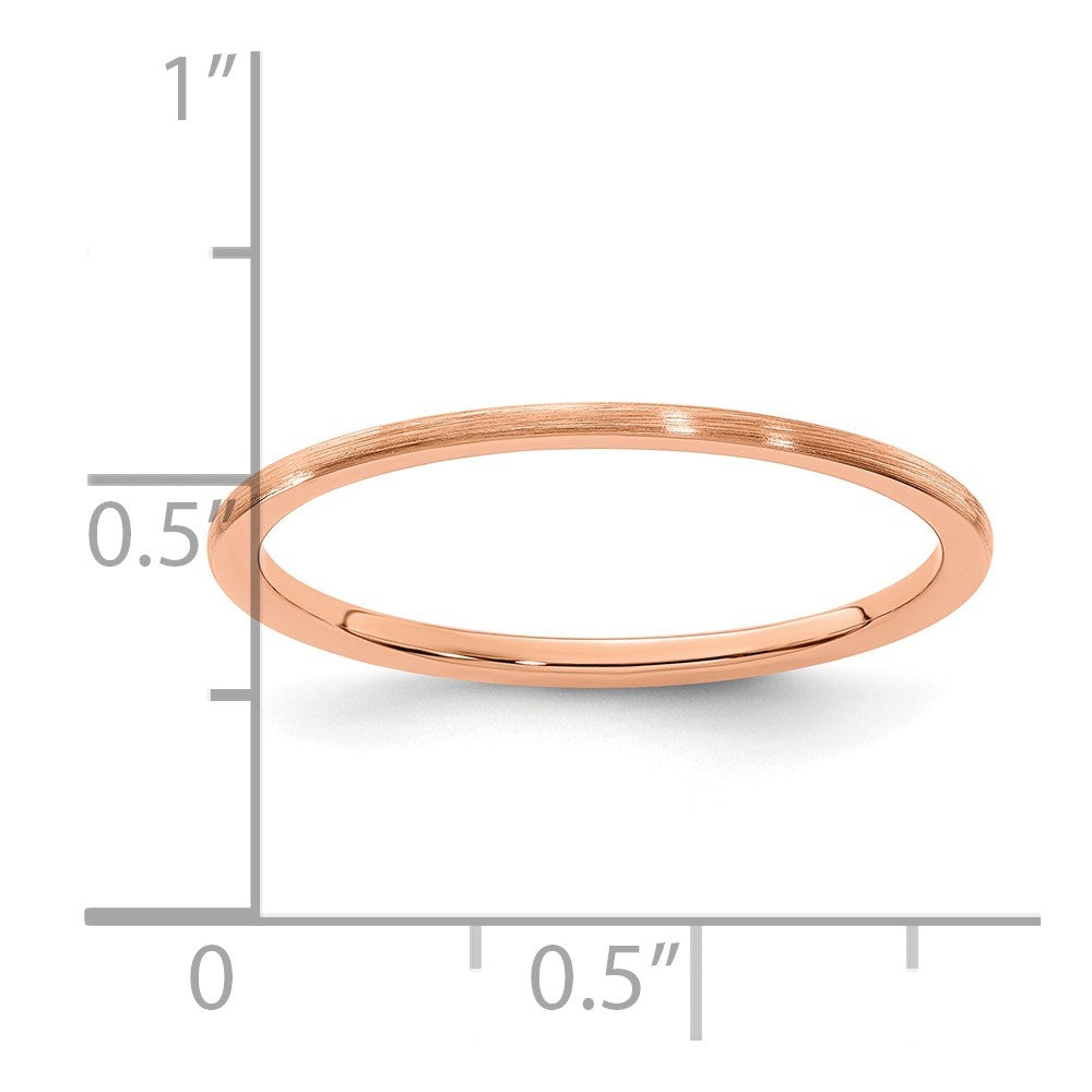 10K Roségold 10K 1,2 mm Halbrund Satin stapelbarer Ring Größe 5,5
