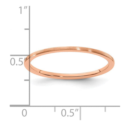 10K Roségold 10K 1,2 mm Halbrund Satin stapelbarer Ring Größe 5,5