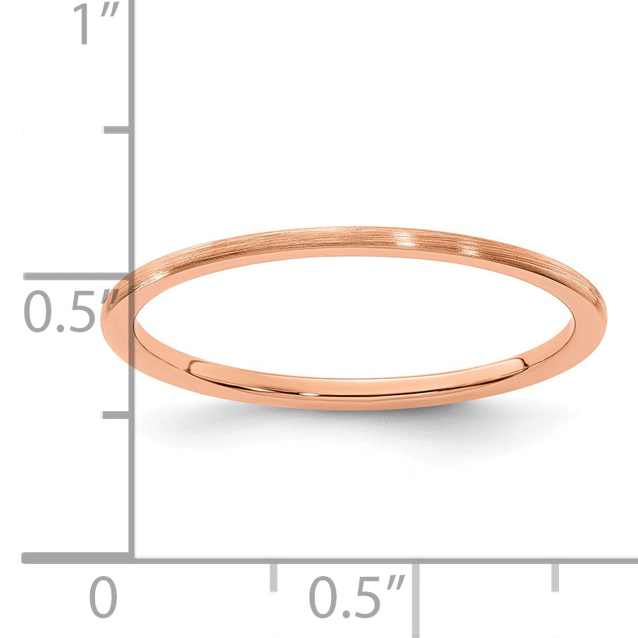 10K Roségold 10K 1,2 mm Halbrund Satin stapelbarer Ring Größe 8,5