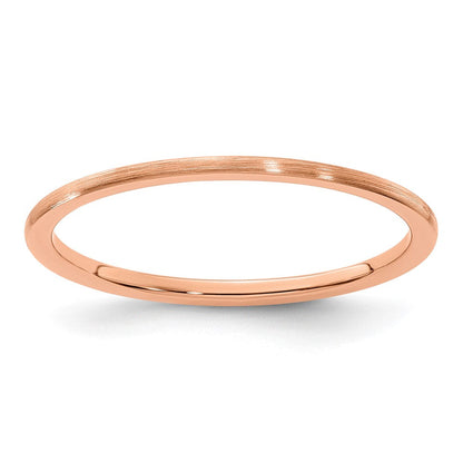 10K Roségold 10K 1,2mm Halbrund Satin stapelbarer Ring Größe 8